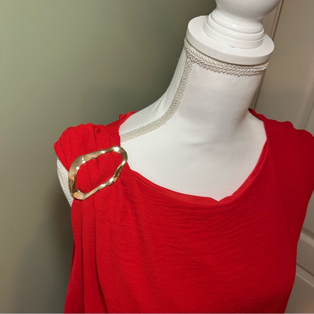 G.I.L.I. Jetsetter Grommet Shoulder Sheath Dress - Vibrant Red - Womens 2X - Picture 2 of 5